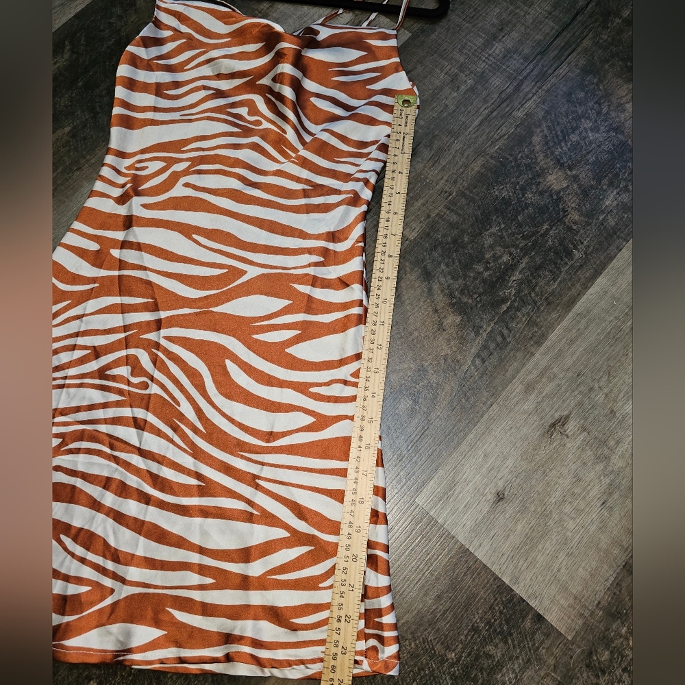 Timing, Women's Size Small, Orange Zebra Print Strappy Dress - Picture 9 of 10